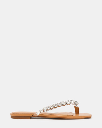 Steve Madden MARBLE Rhinestones Silver Multi Thong Square-Toe Women's Sandal