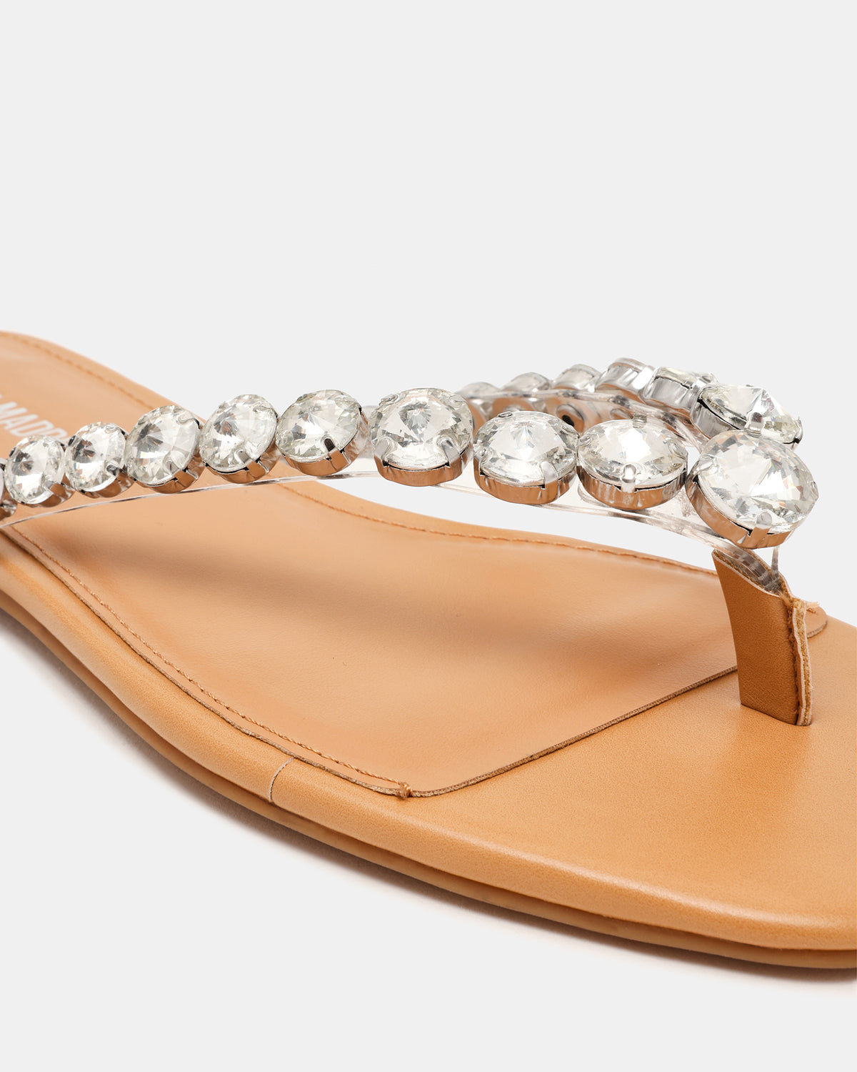 Steve Madden MARBLE Rhinestones Silver Multi Thong Square-Toe Women's Sandal