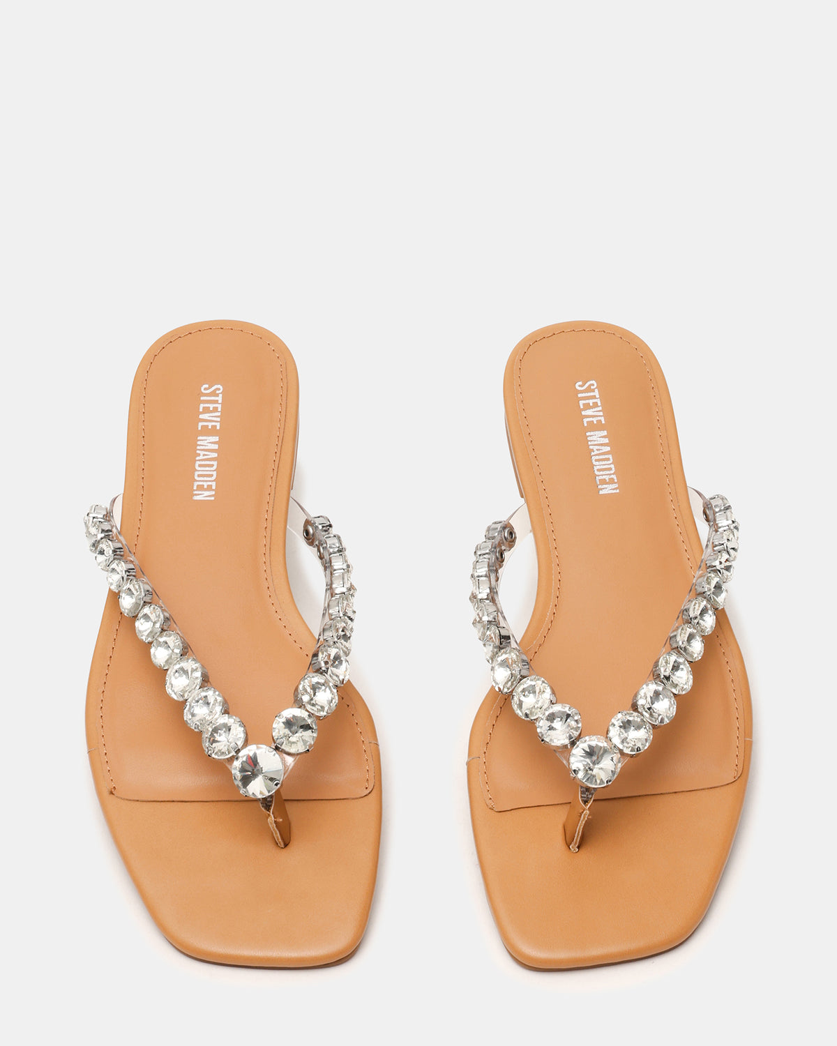 Steve Madden MARBLE Rhinestones Silver Multi Thong Square-Toe Women's Sandal
