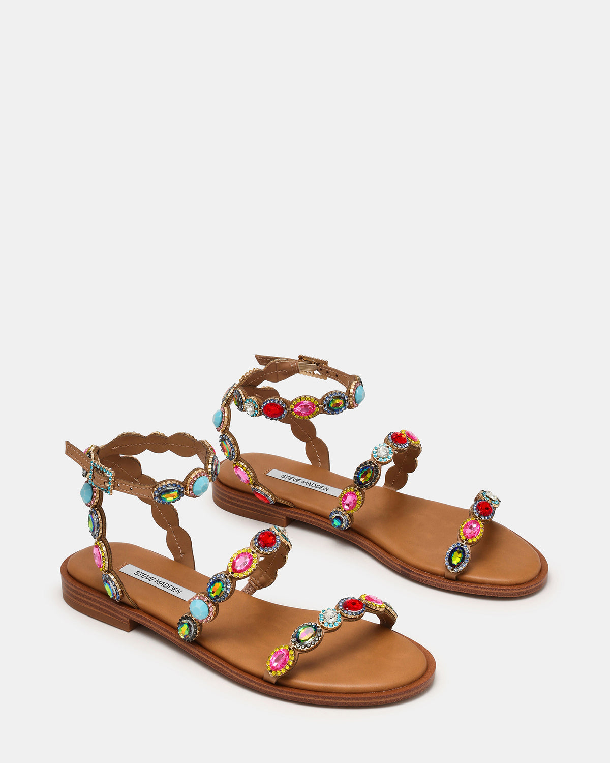 Steve Madden TAWNIE Bright Multi Stone Strappy Ankle Strap Women's Sandal