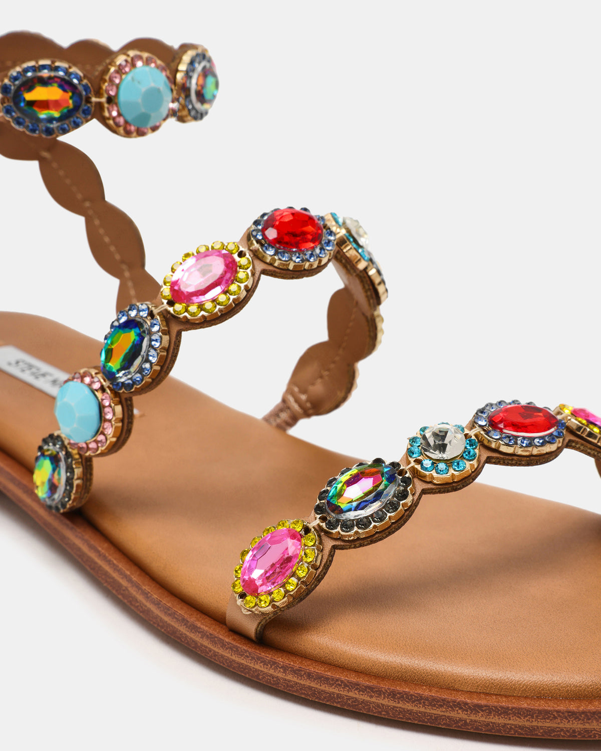 Steve Madden TAWNIE Bright Multi Stone Strappy Ankle Strap Women's Sandal