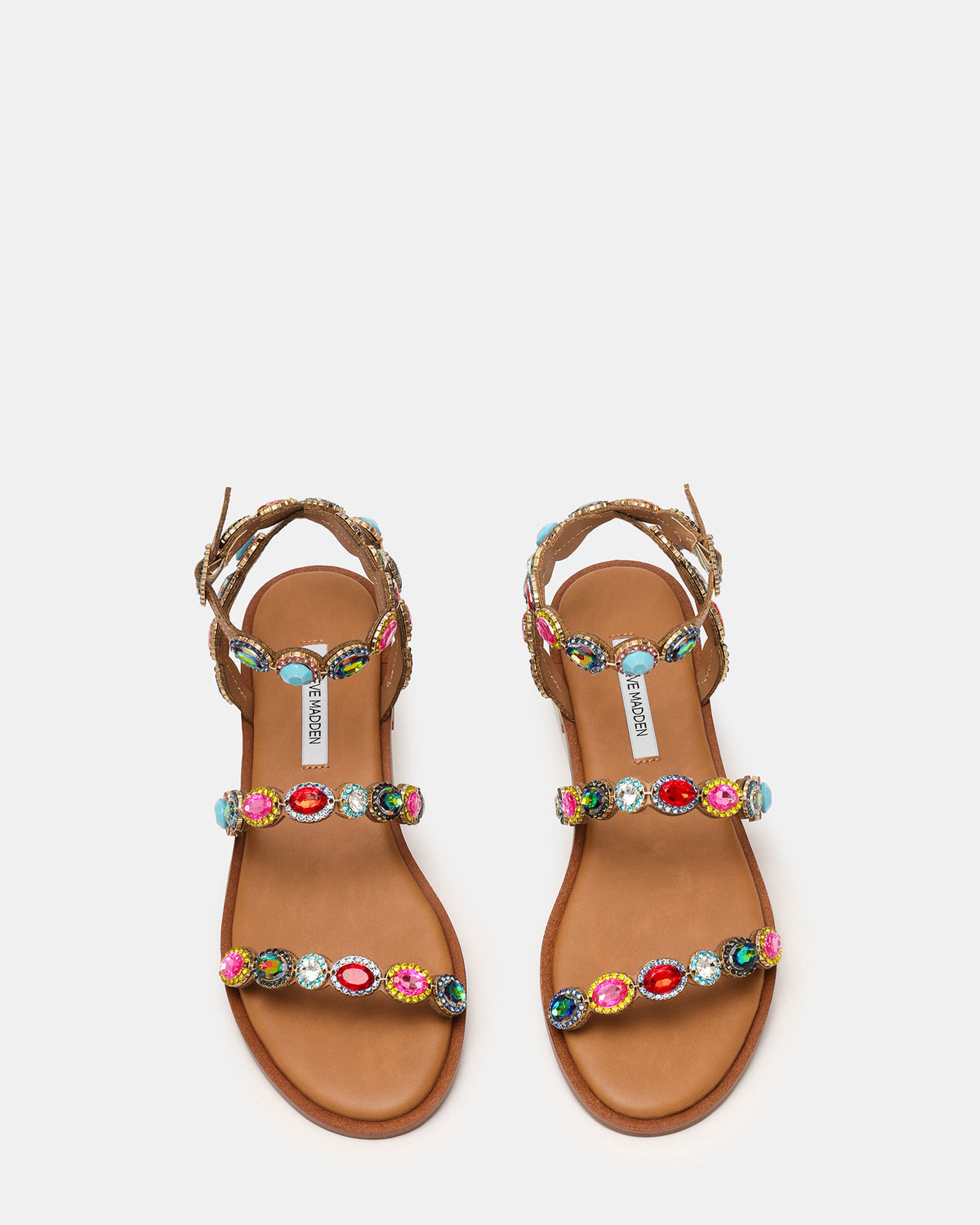 Steve Madden TAWNIE Bright Multi Stone Strappy Ankle Strap Women's Sandal