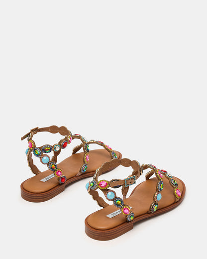Steve Madden TAWNIE Bright Multi Stone Strappy Ankle Strap Women's Sandal