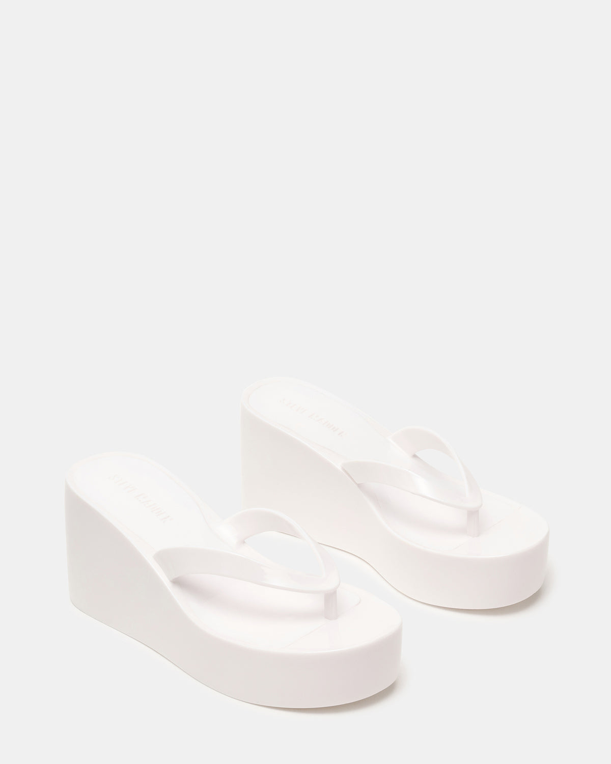 Steve Madden JELLA White Thong Wedge Women's Platform Sandal