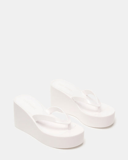 Steve Madden JELLA White Thong Wedge Women's Platform Sandal