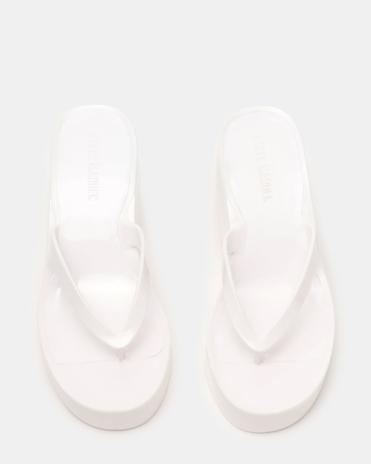 Steve Madden JELLA White Thong Wedge Women's Platform Sandal