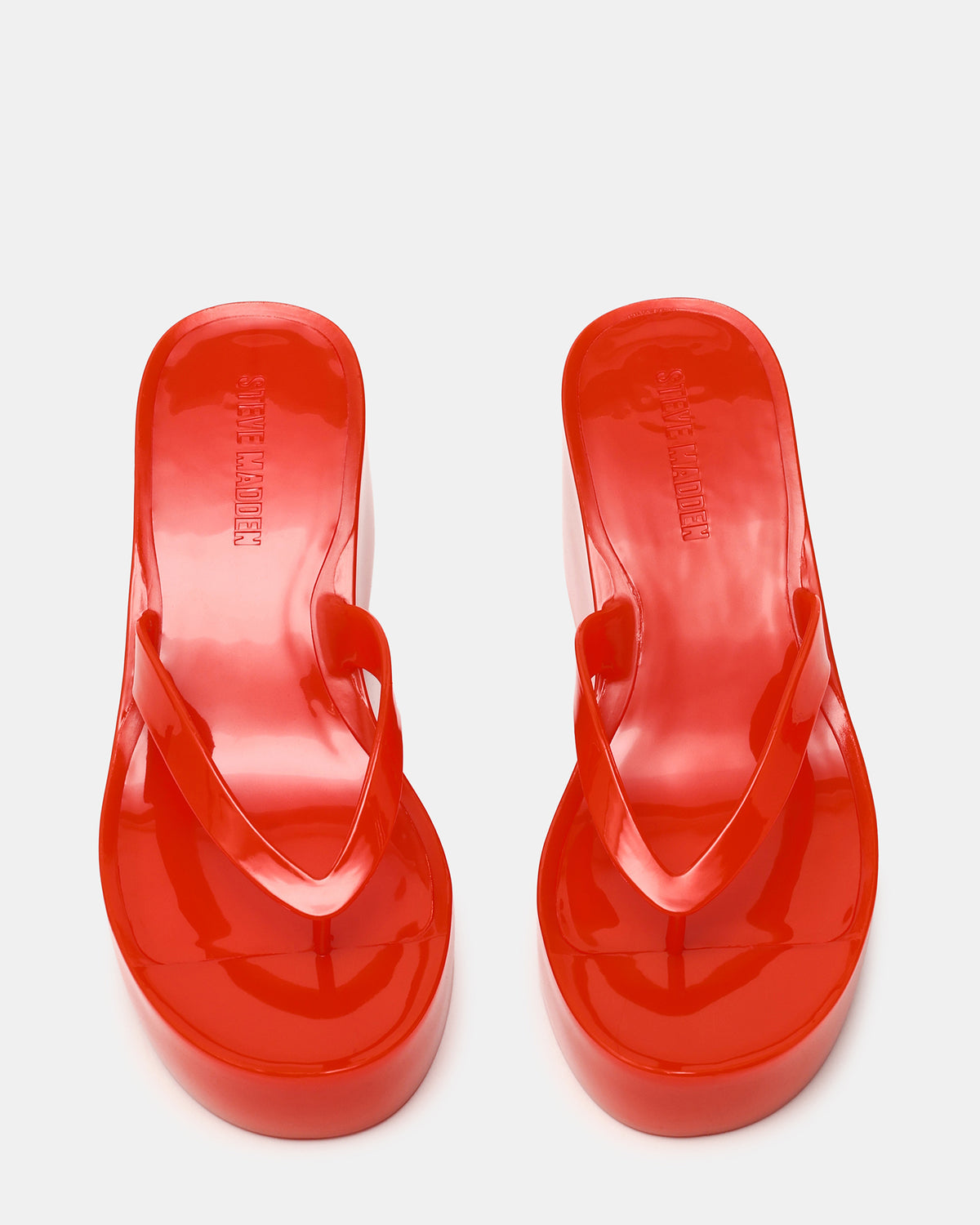 Steve Madden JELLA Red Thong Wedge Women's Platform Sandal