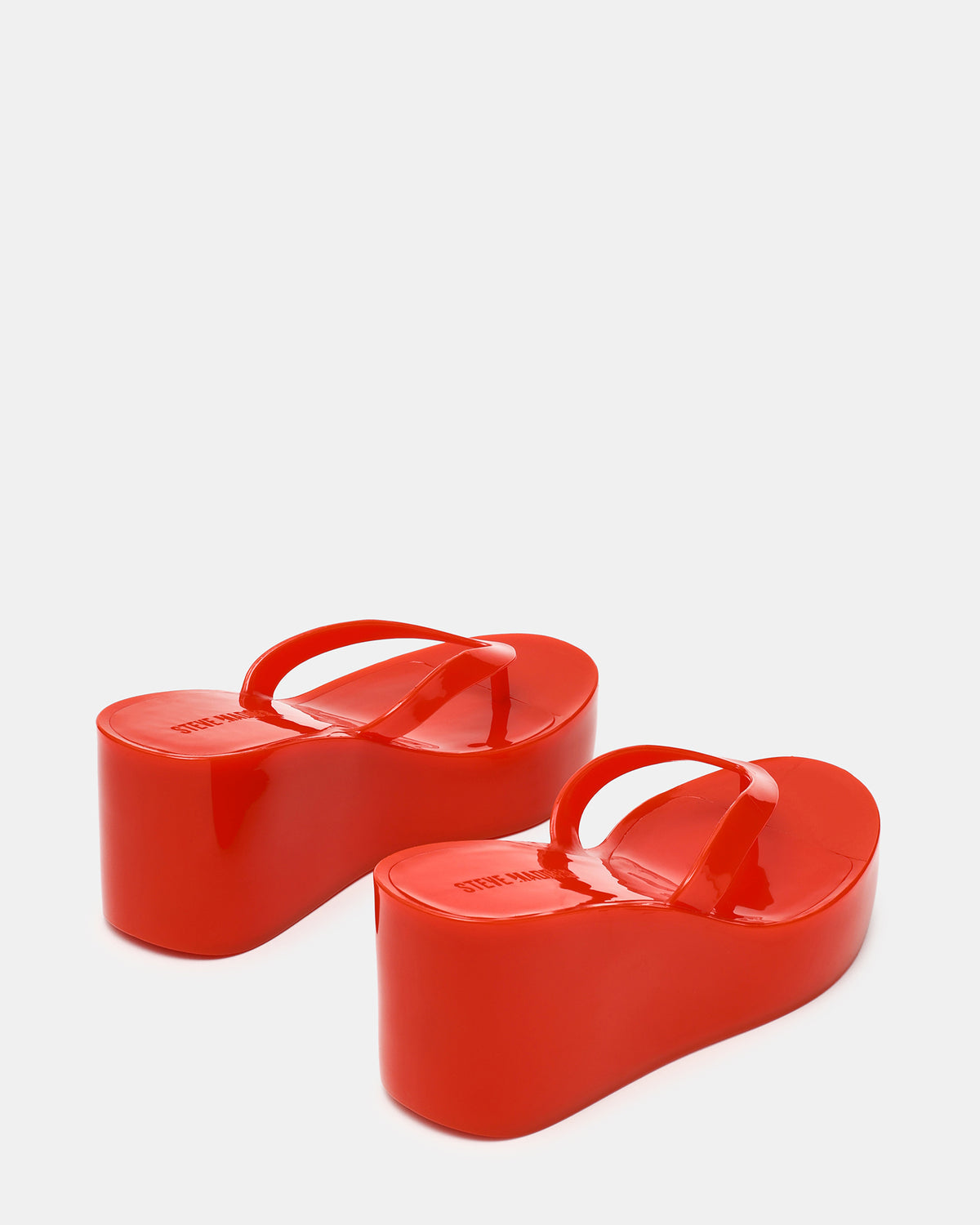 Steve Madden JELLA Red Thong Wedge Women's Platform Sandal