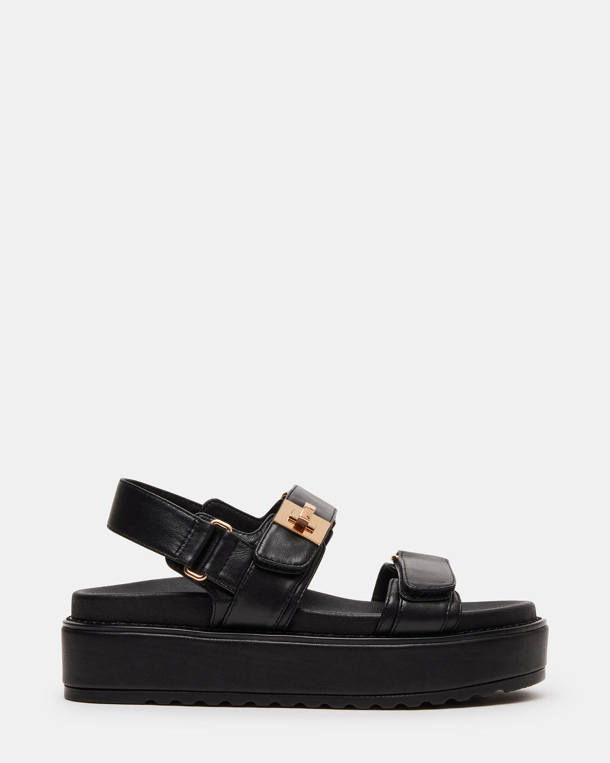 Steve Madden BIGMONA Black Leather Women's Platform Sandal