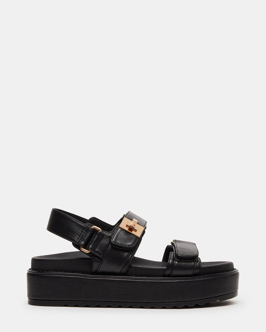 Steve Madden BIGMONA Black Leather Women's Platform Sandal