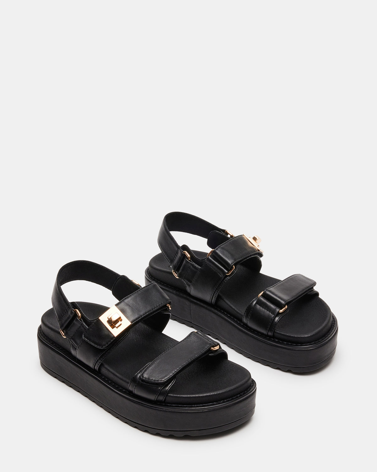 Steve Madden BIGMONA Black Leather Women's Platform Sandal