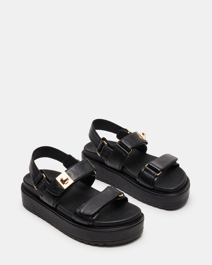 Steve Madden BIGMONA Black Leather Women's Platform Sandal
