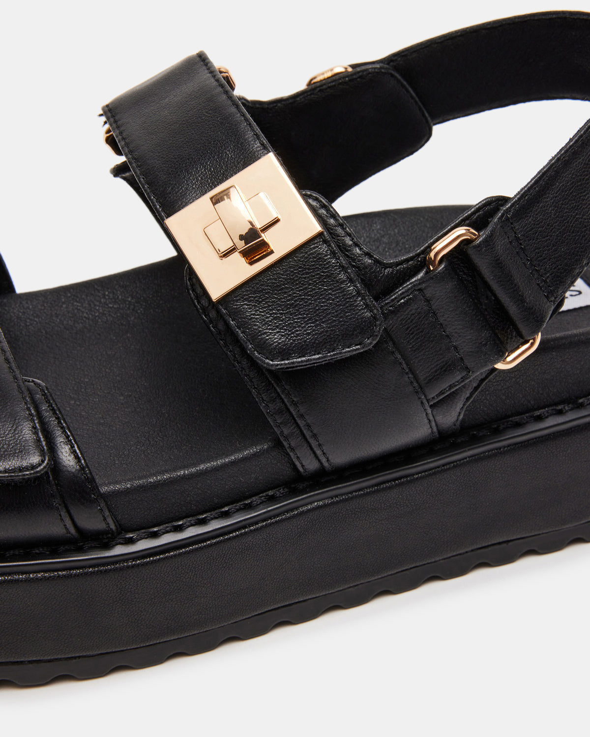 Steve Madden BIGMONA Black Leather Women's Platform Sandal
