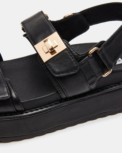 Steve Madden BIGMONA Black Leather Women's Platform Sandal