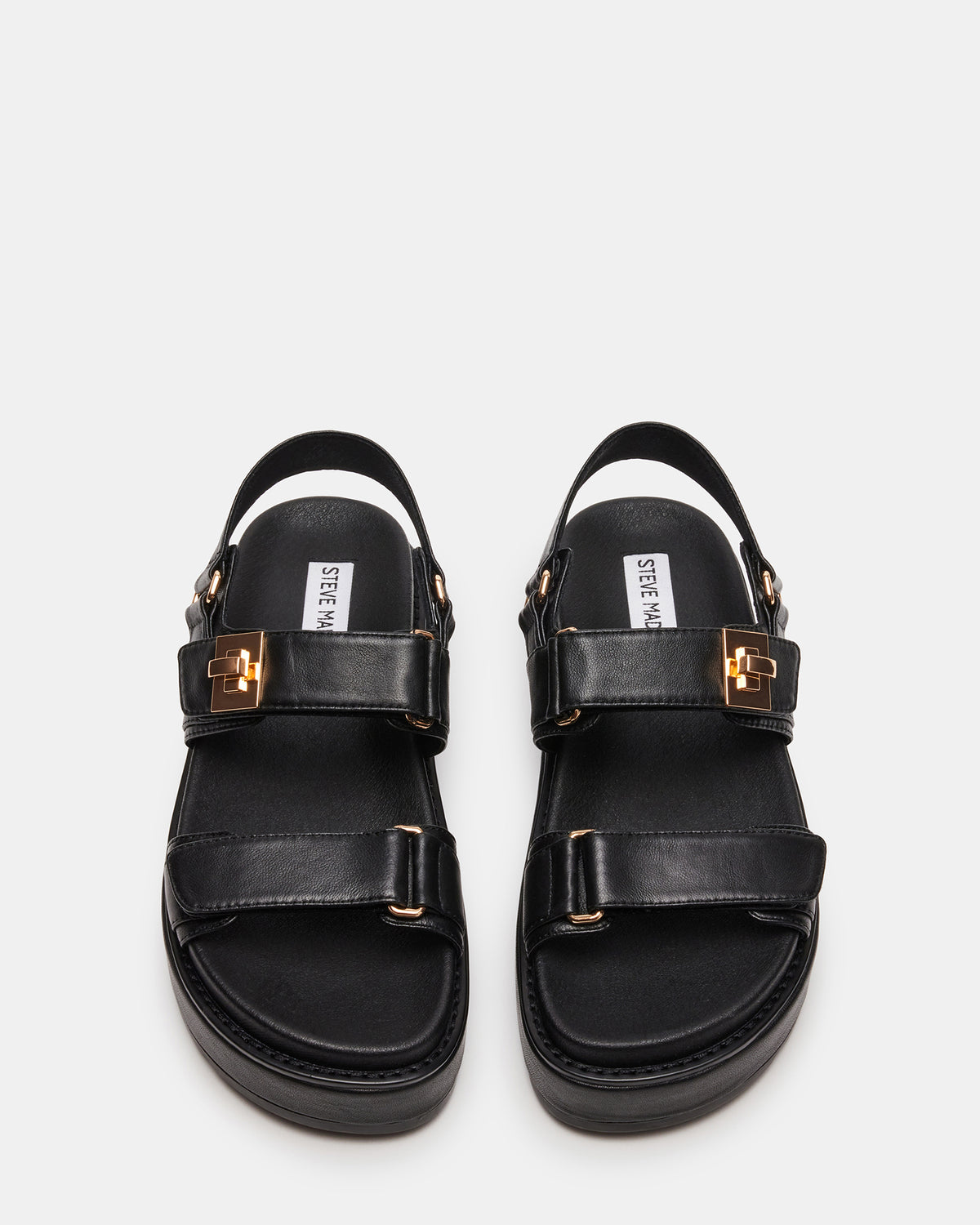 Steve Madden BIGMONA Black Leather Women's Platform Sandal