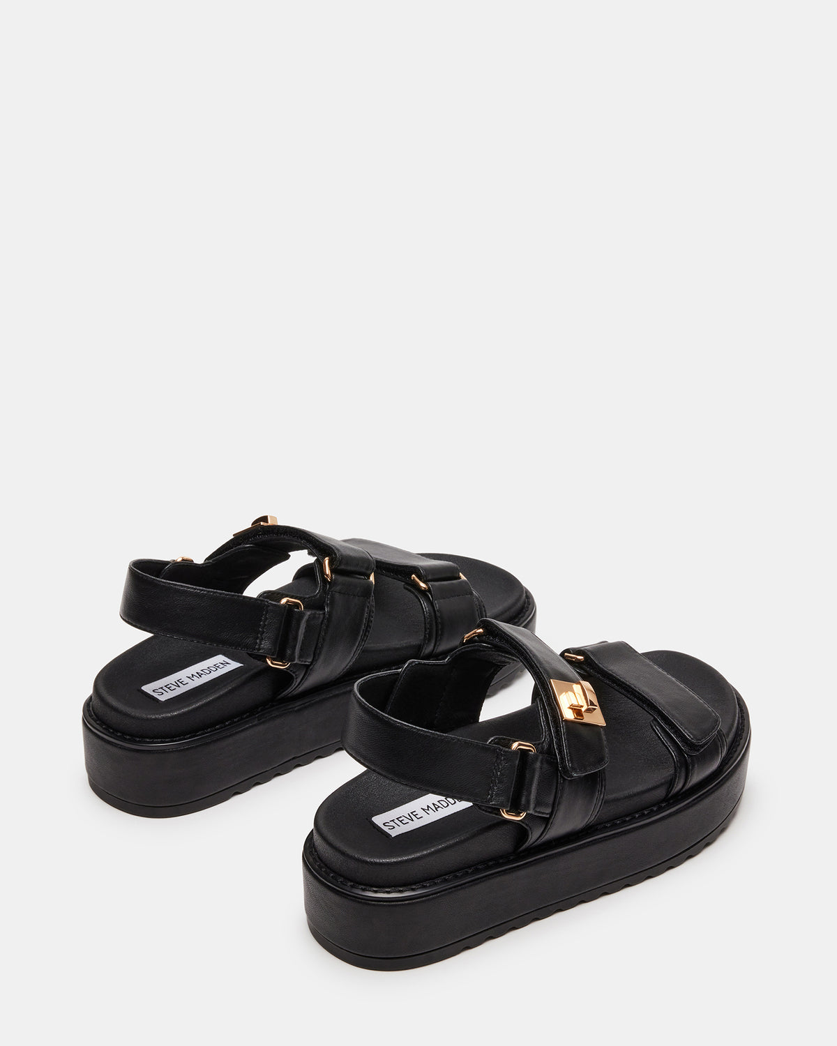 Steve Madden BIGMONA Black Leather Women's Platform Sandal