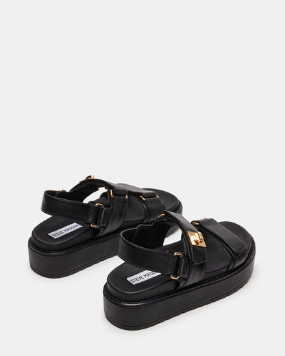 Steve Madden BIGMONA Black Leather Women's Platform Sandal