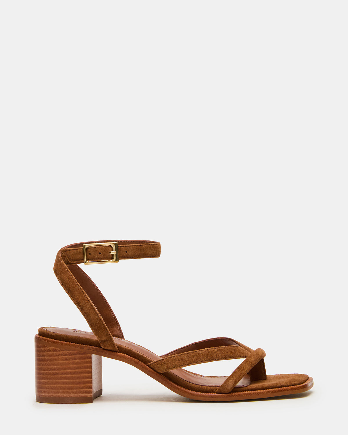 Steve Madden TILLY Chestnut Suede Square-Toe Block Heel Strappy Women's Sandal