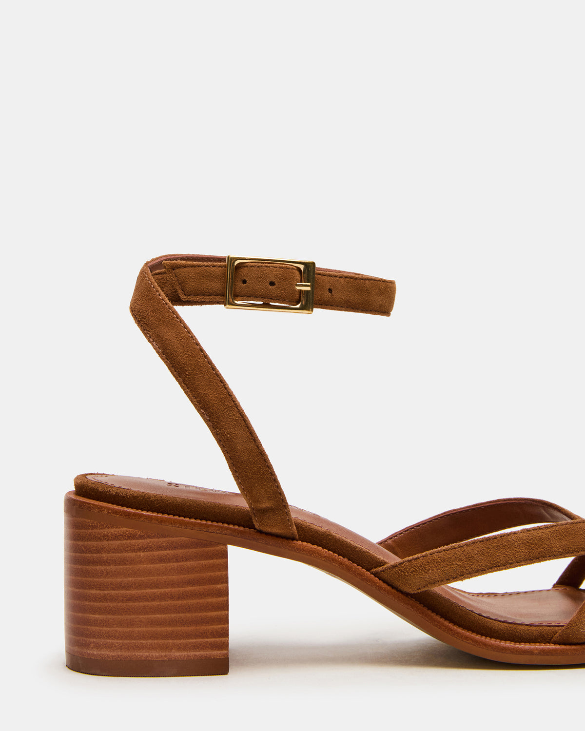 Steve Madden TILLY Chestnut Suede Square-Toe Block Heel Strappy Women's Sandal