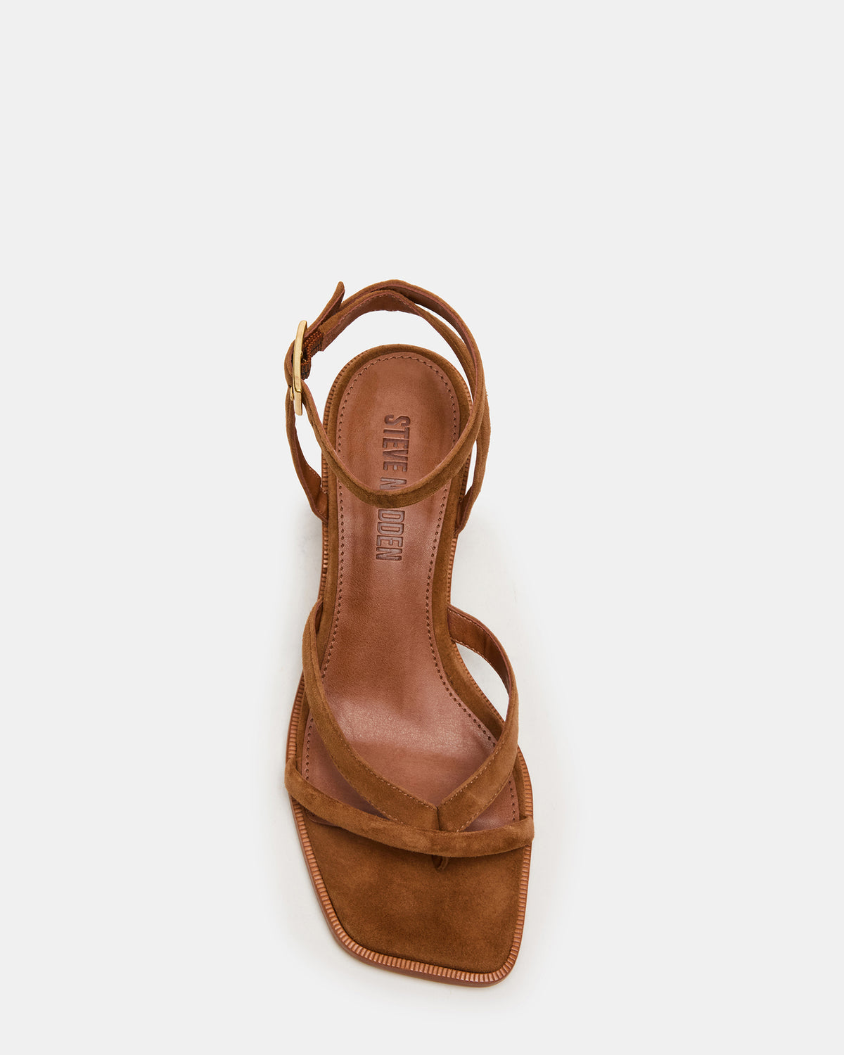 Steve Madden TILLY Chestnut Suede Square-Toe Block Heel Strappy Women's Sandal