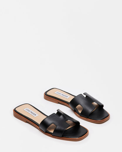 Steve Madden HADYN Black Leather Sandal | Women's Designer Sandals