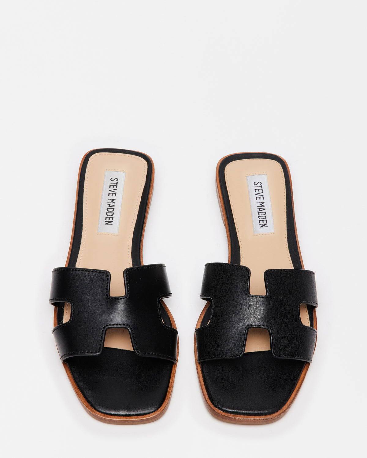 Steve Madden HADYN Black Leather Sandal | Women's Designer Sandals