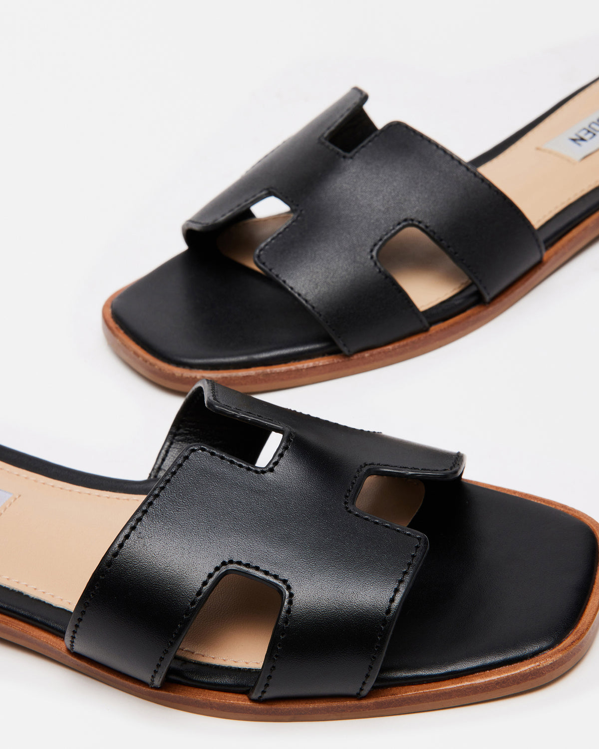 Steve Madden HADYN Black Leather Sandal | Women's Designer Sandals