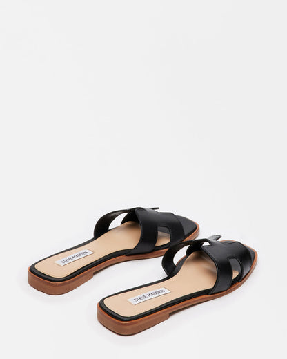 Steve Madden HADYN Black Leather Sandal | Women's Designer Sandals
