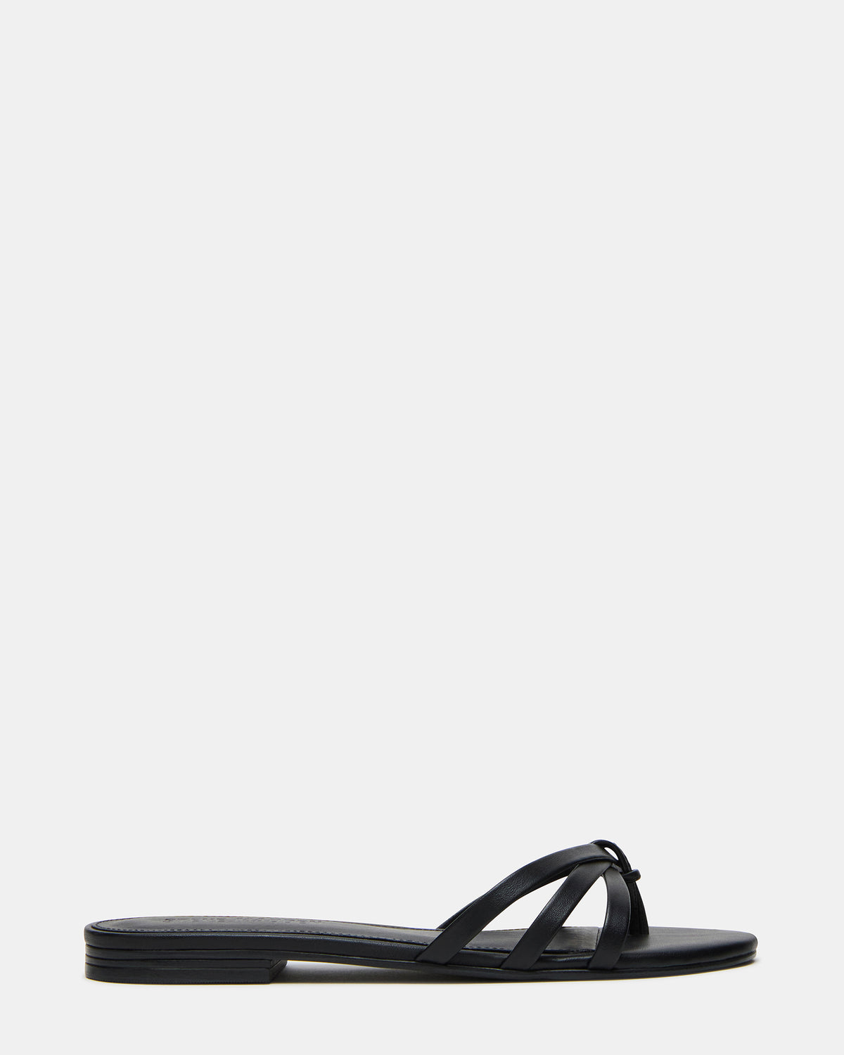 Steve Madden CALISSI Black Leather Strappy Slide Women's Sandal