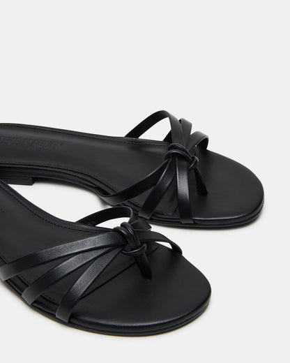 Steve Madden CALISSI Black Leather Strappy Slide Women's Sandal