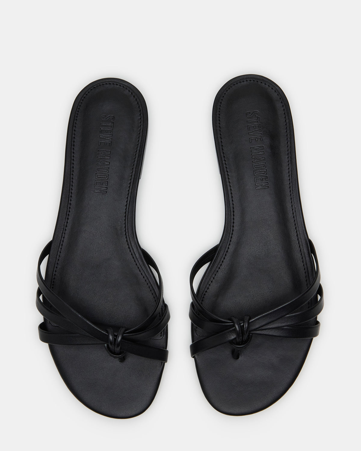 Steve Madden CALISSI Black Leather Strappy Slide Women's Sandal