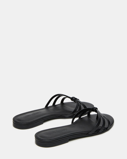 Steve Madden CALISSI Black Leather Strappy Slide Women's Sandal