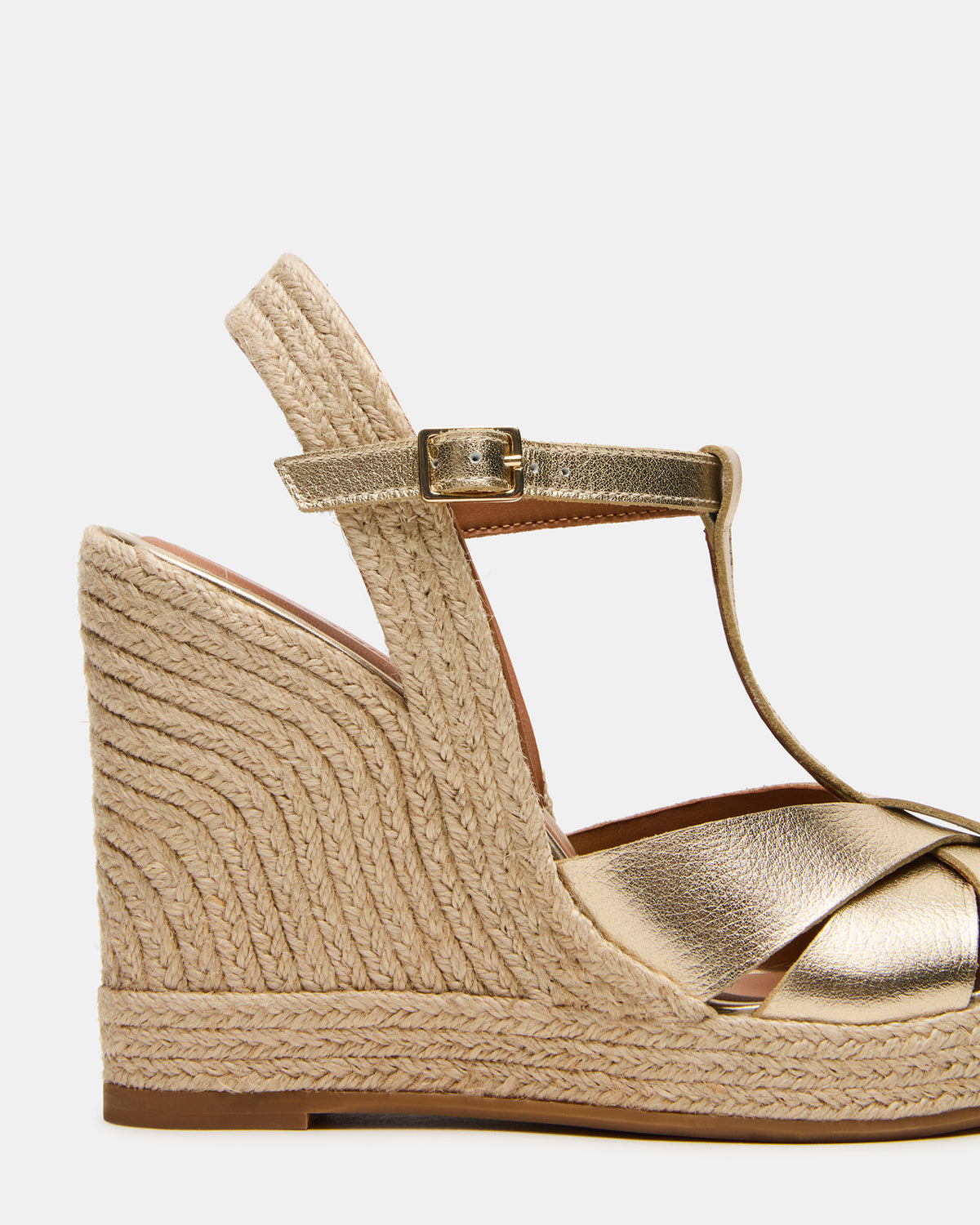 Steve Madden THELMA Gold Leather Espadrille Wedge Ankle Strap Women's Sandal