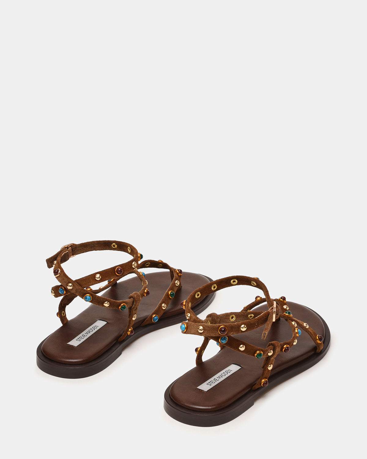 Steve Madden MATHIS Tan Suede Studded Embellished Strappy Thong Women's Sandal