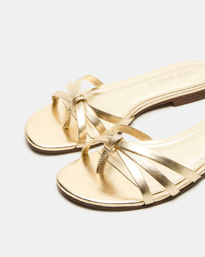 Steve Madden CALISSI Champagne Leather Strappy Women's Slide Sandal