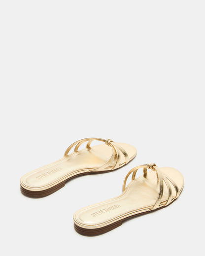 Steve Madden CALISSI Champagne Leather Strappy Women's Slide Sandal