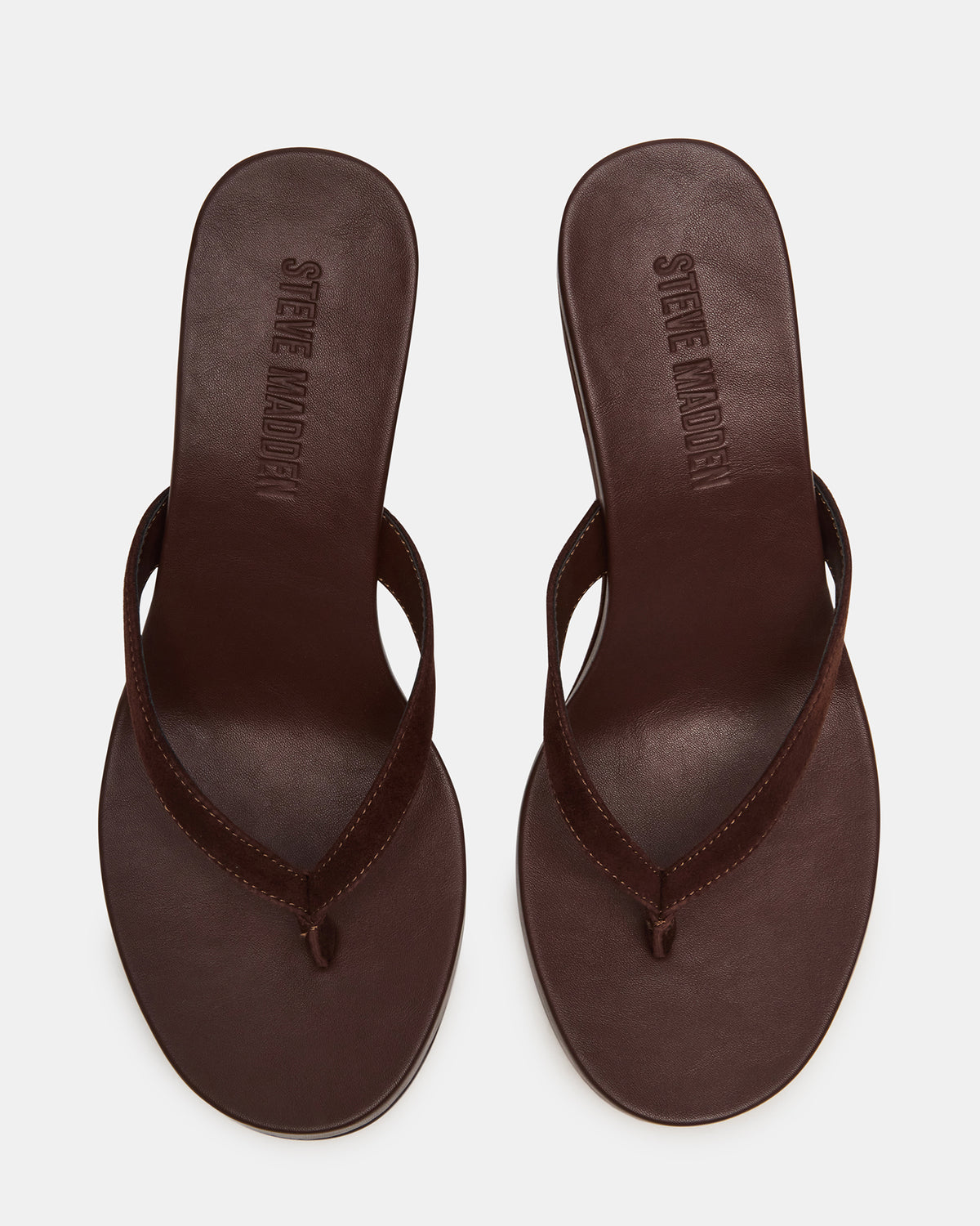 Steve Madden PLAYING Brown Suede Thong Wedge Women's Sandal