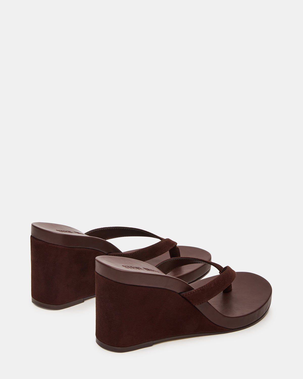 Steve Madden PLAYING Brown Suede Thong Wedge Women's Sandal