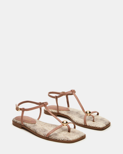 Steve Madden RITZY Natural Snake Square-Toe Strappy Women's Sandal