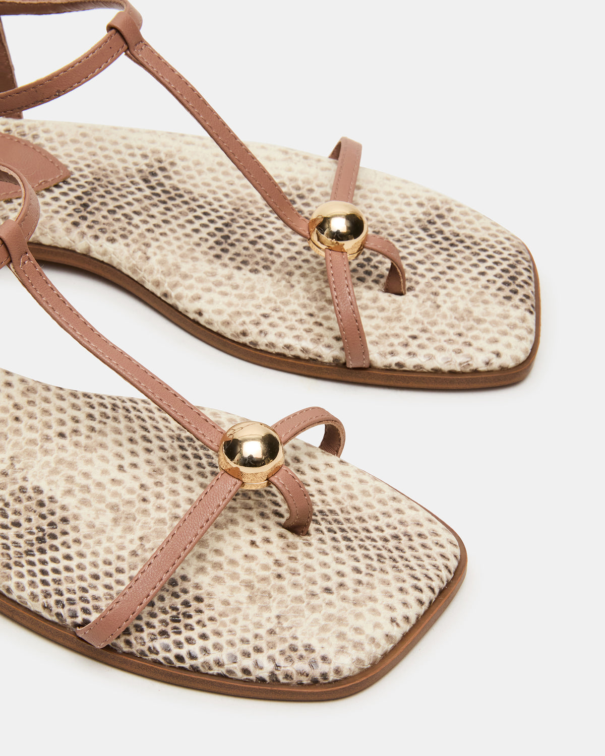 Steve Madden RITZY Natural Snake Square-Toe Strappy Women's Sandal