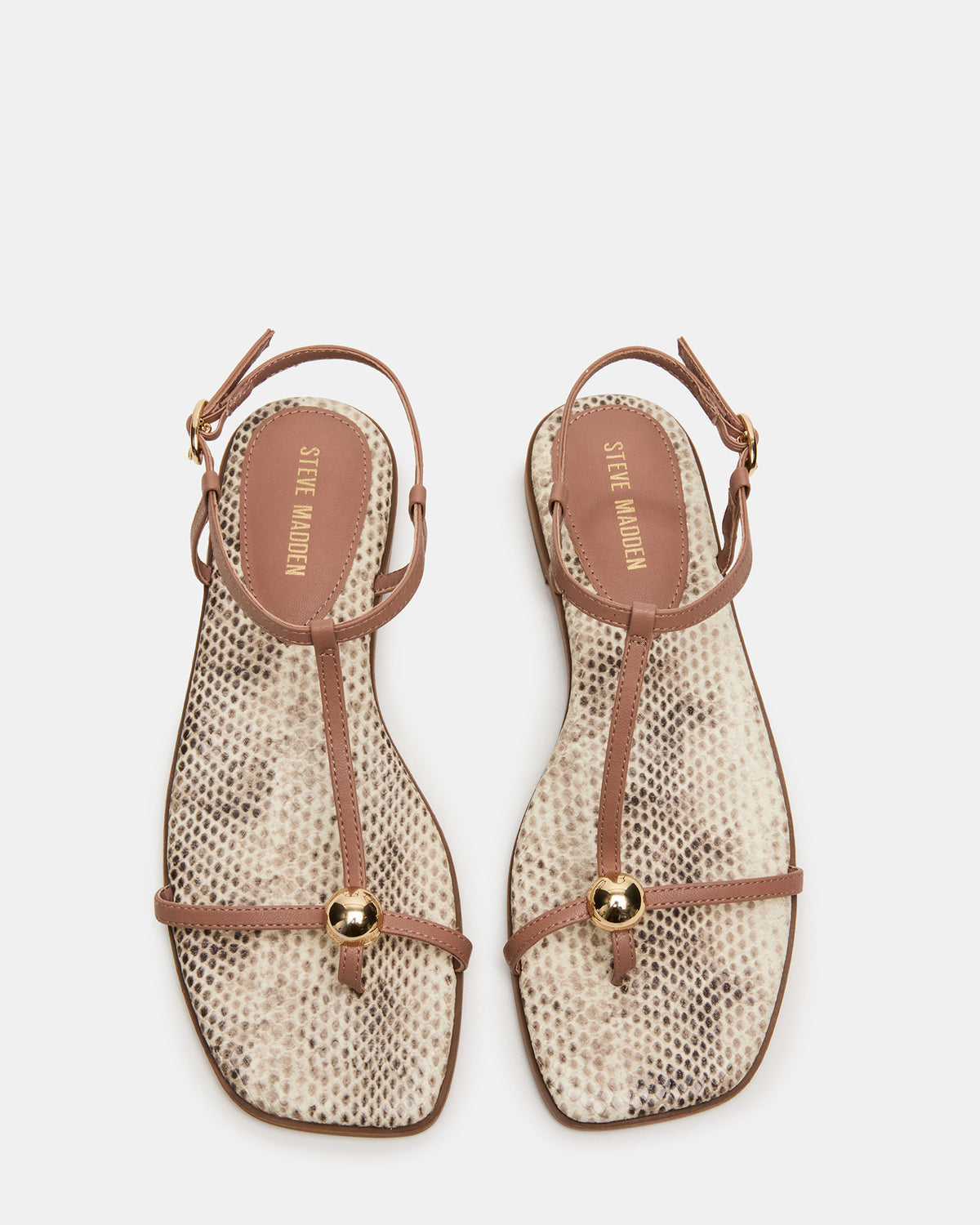 Steve Madden RITZY Natural Snake Square-Toe Strappy Women's Sandal