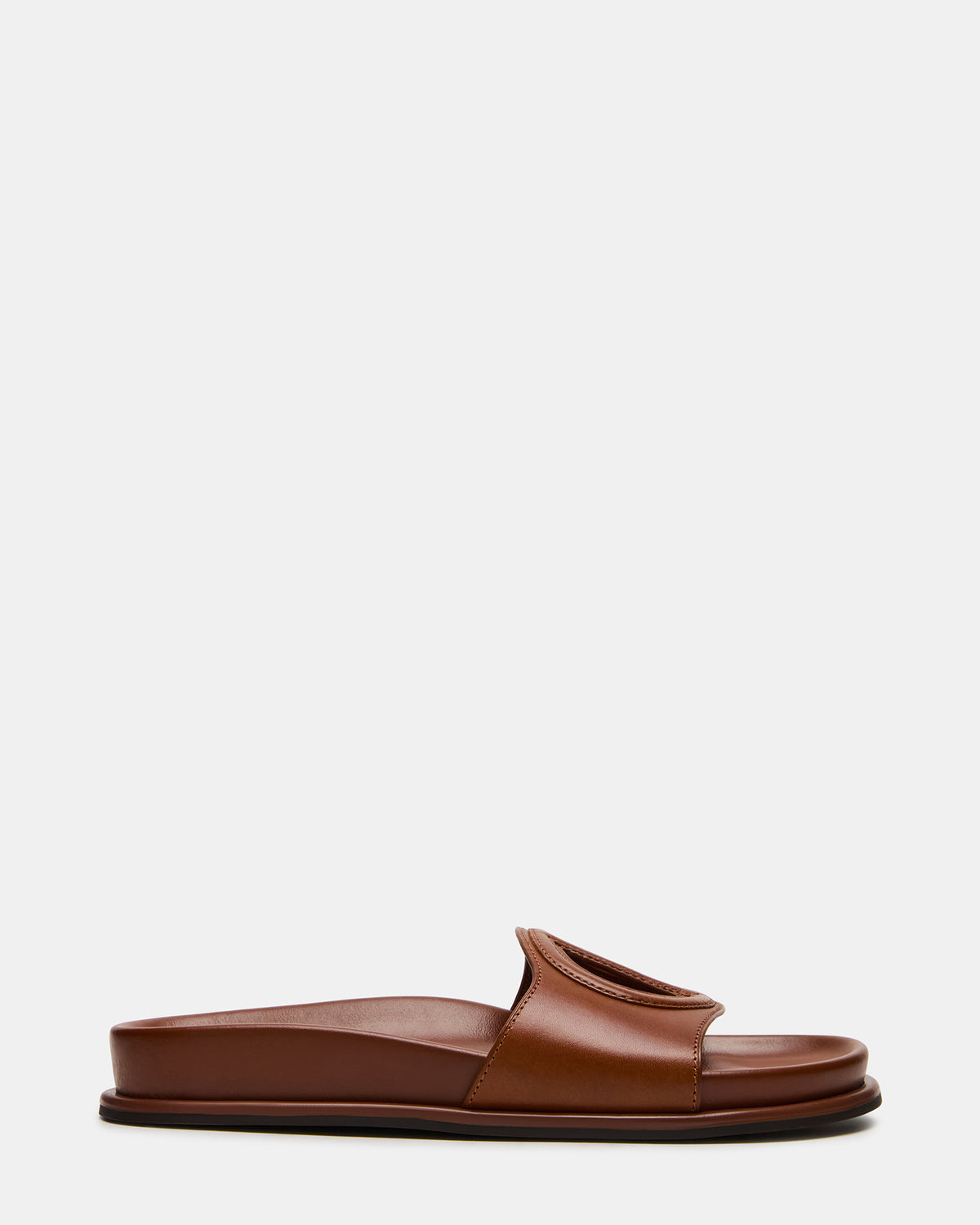 Steve Madden ZOSIA Cognac Leather Cut-Out Slide Footbed Women's Sandal