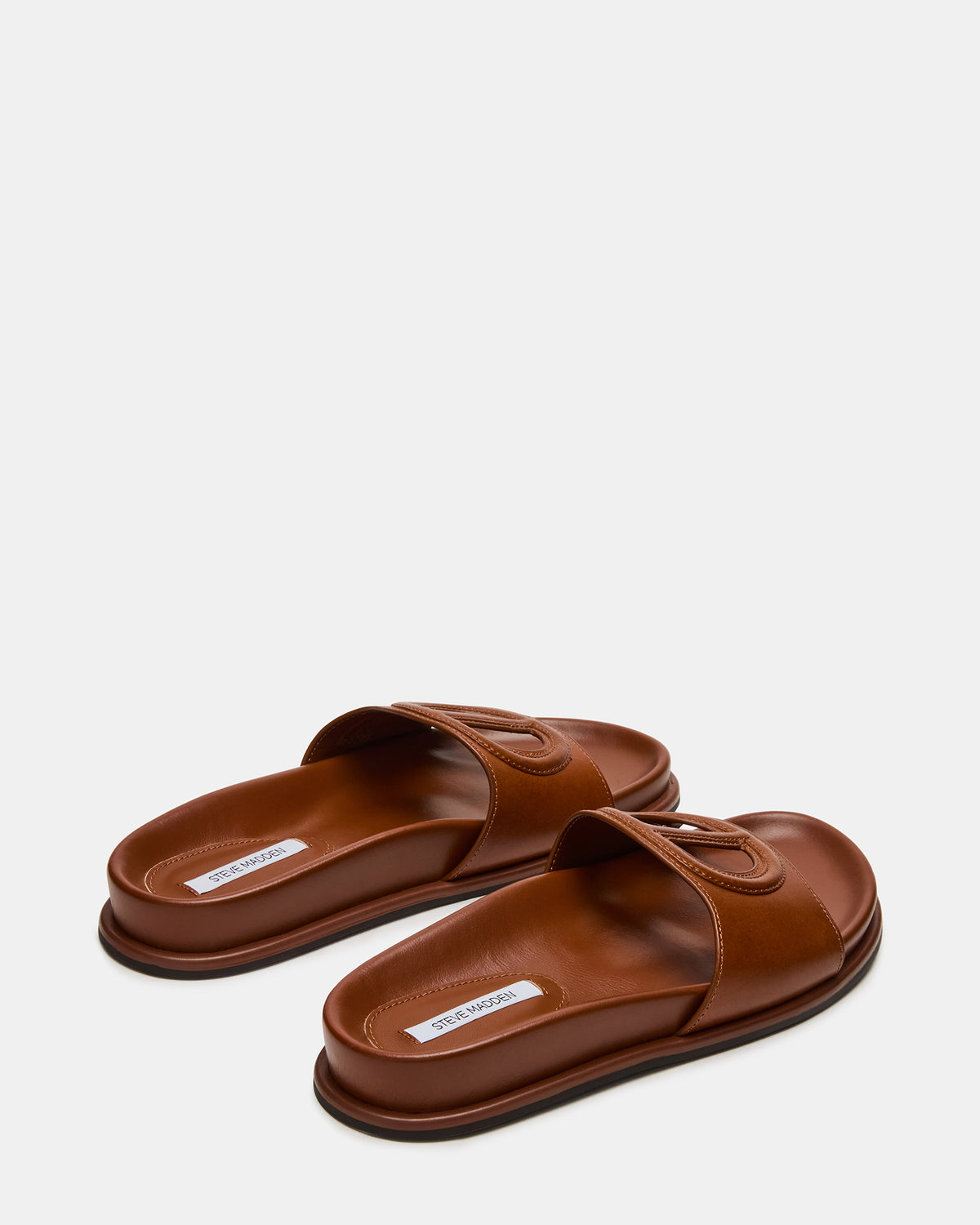 Steve Madden ZOSIA Cognac Leather Cut-Out Slide Footbed Women's Sandal
