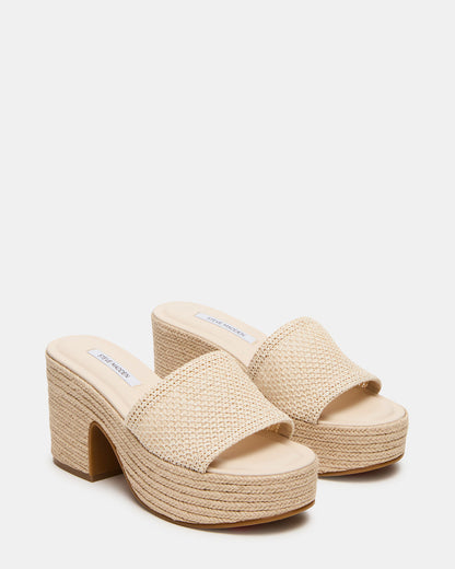 Steve Madden TRIPPY Natural Raffia Platform Mule Women's Sandal