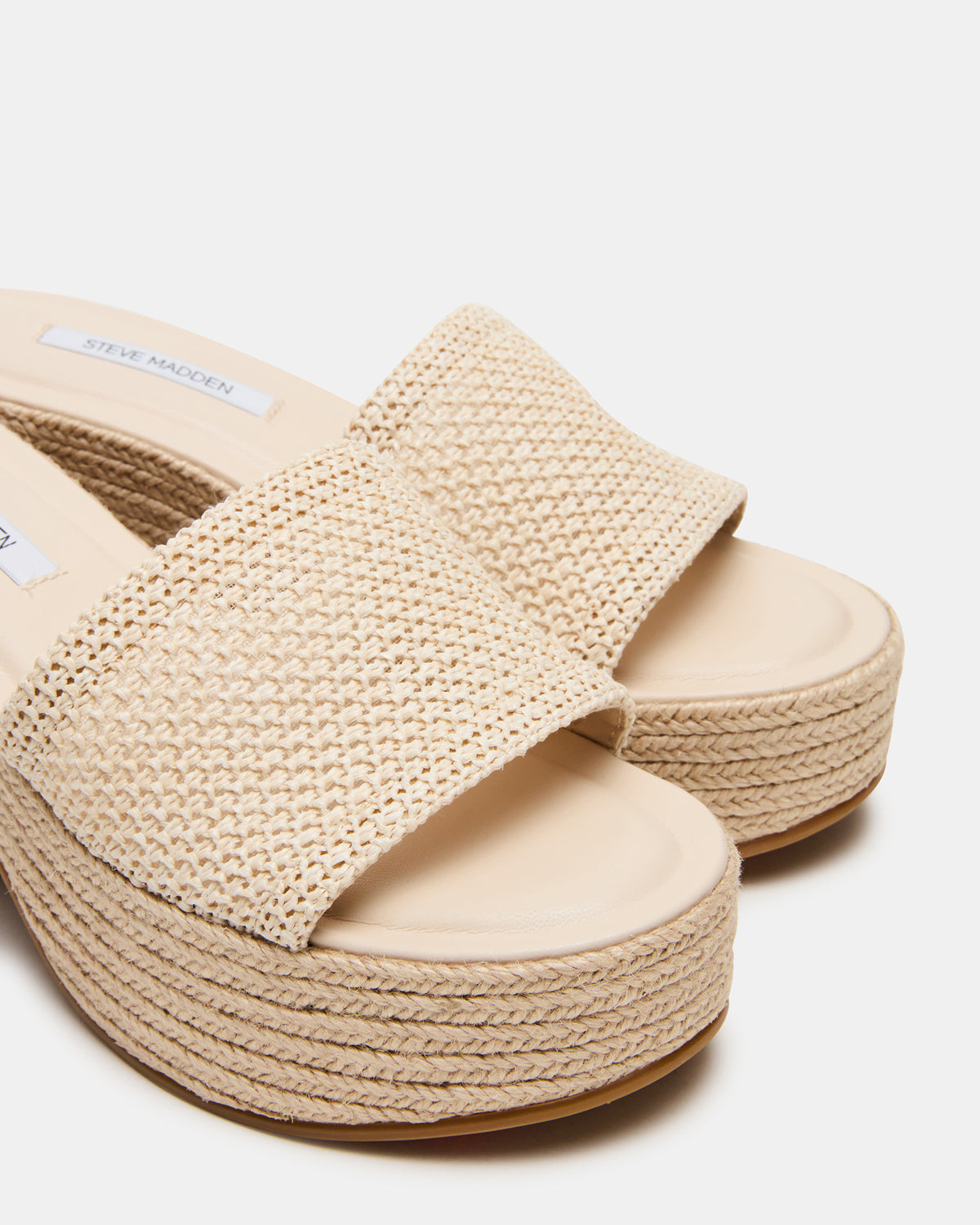 Steve Madden TRIPPY Natural Raffia Platform Mule Women's Sandal
