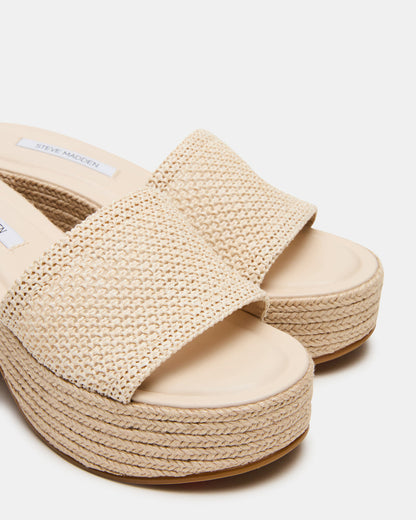 Steve Madden TRIPPY Natural Raffia Platform Mule Women's Sandal