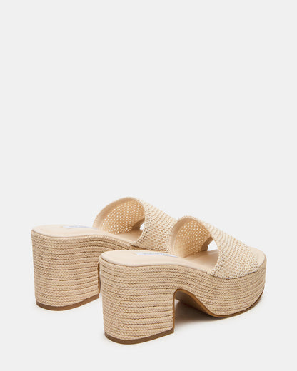 Steve Madden TRIPPY Natural Raffia Platform Mule Women's Sandal