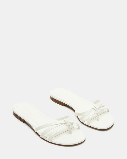 Steve Madden CALISSI White Leather Strappy Women's Slide Sandal