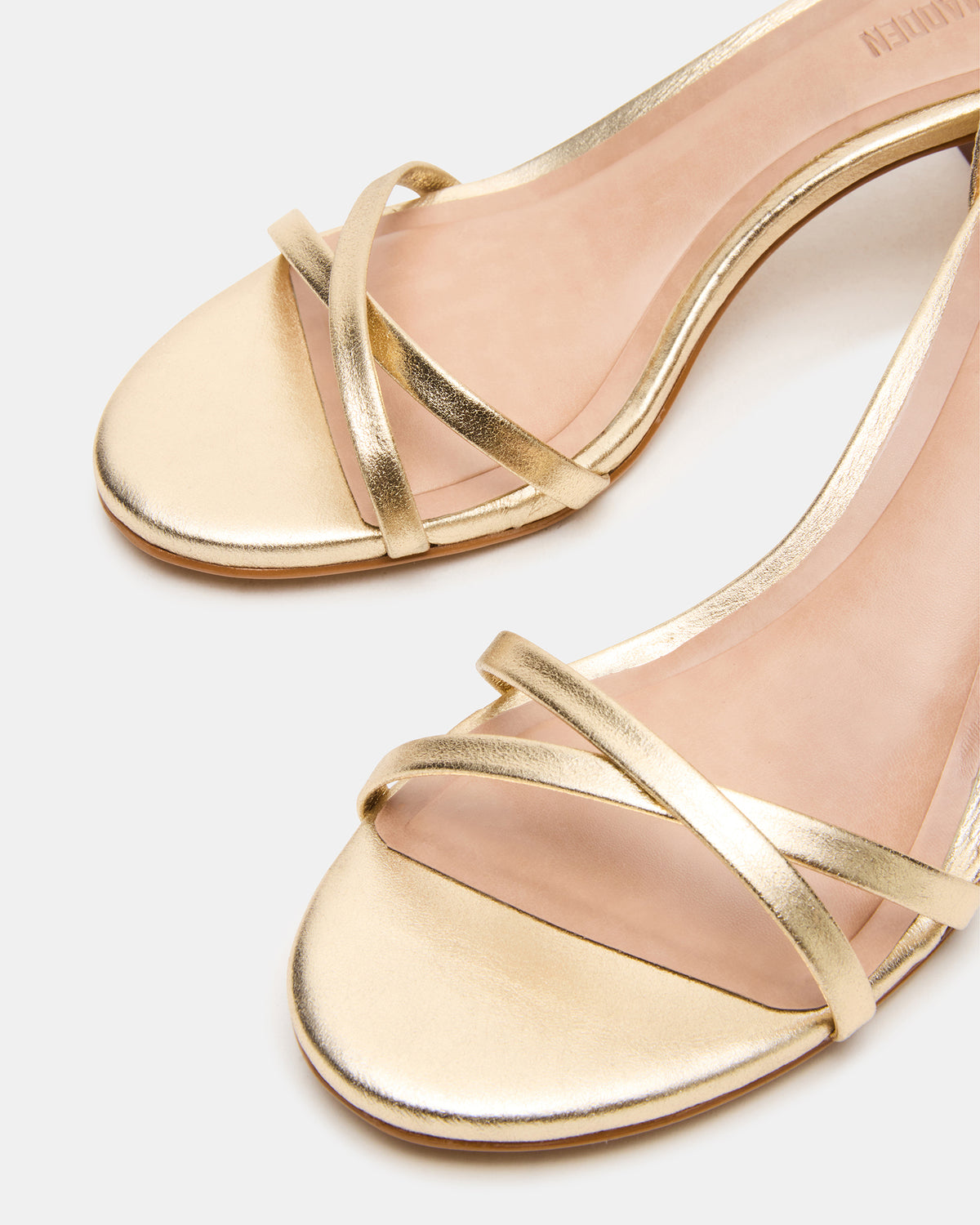 Steve Madden RAE Gold Leather Strappy Block Heel Women's Sandal