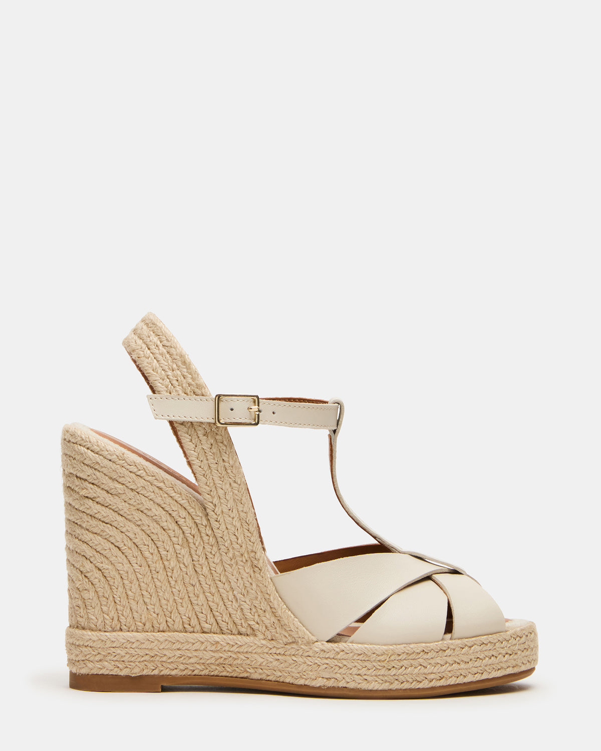 Steve Madden THELMA Bone Leather Espadrille Wedge Ankle Strap Women's Sandal